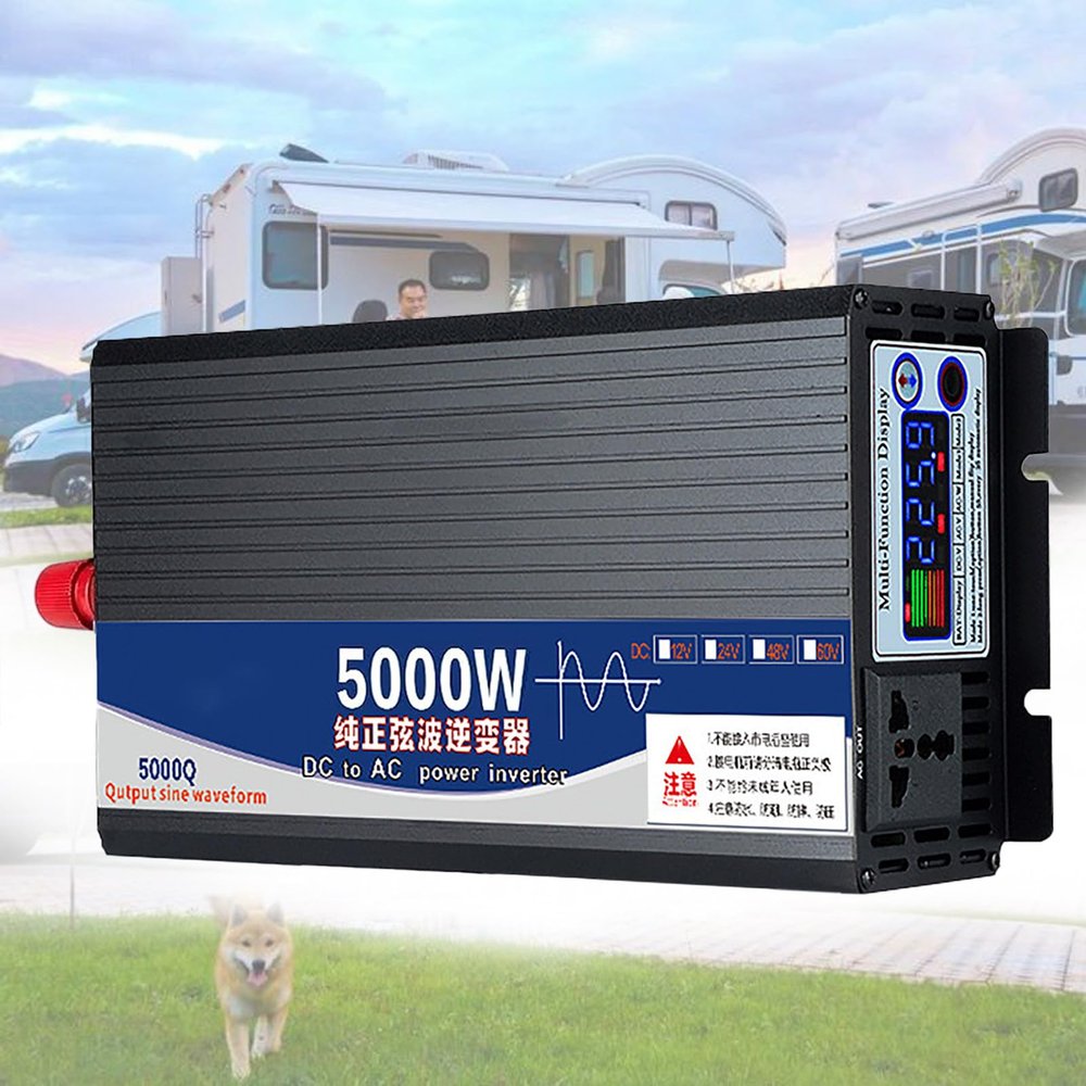 5000W 6000W Pure Sine Wave Power Inverter,12V 24V 48V 60V 72V to 220V DC to AC with AC Outlets,LCD Display,for Car RV Boat,Car Converter,Power Inverter,5000W-12V