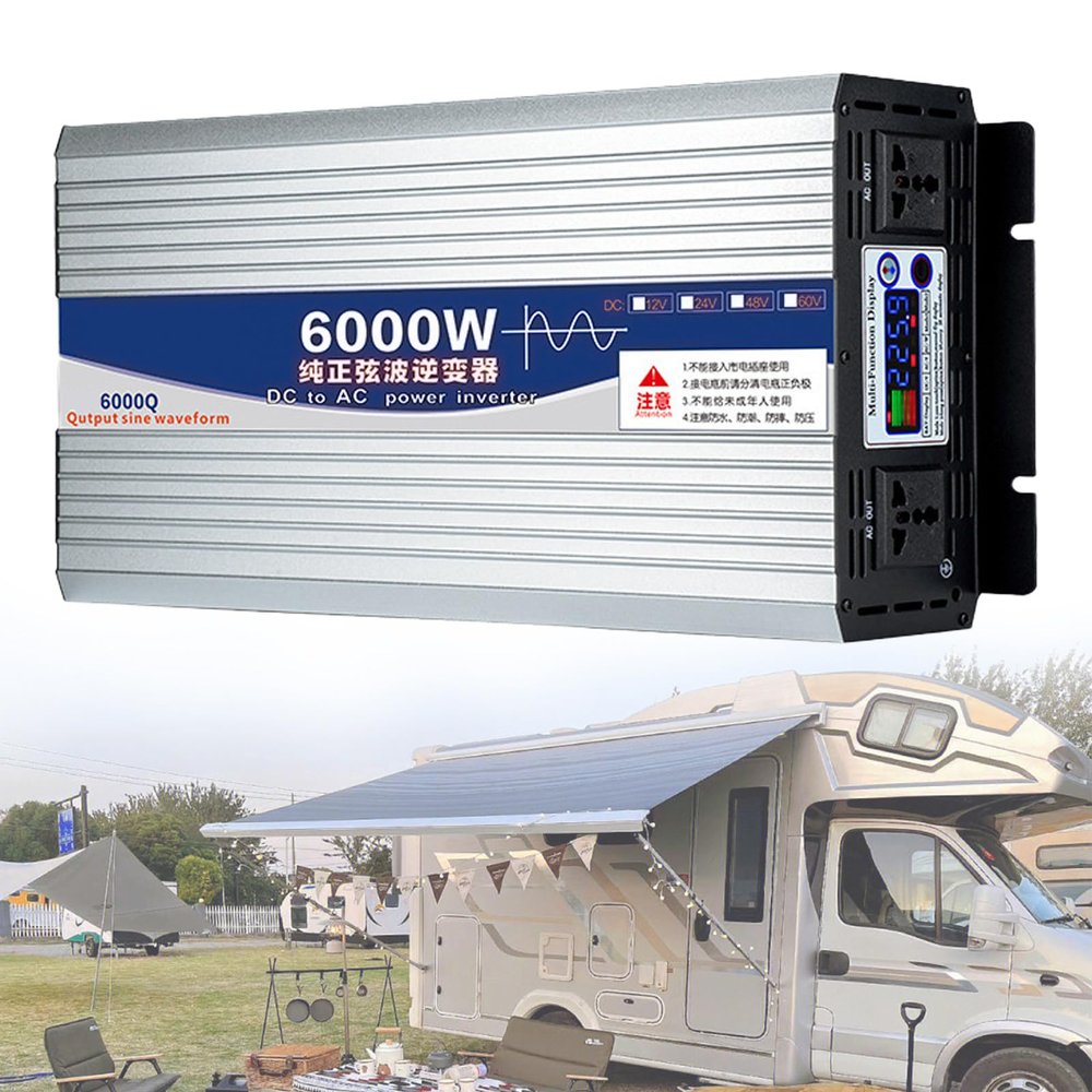 5000W,6000W Pure Sine Wave Inverter,Car Converter,Power Inverter DC 12V/24V/48V/60V/72V to AC 220V,Color Screen Displayfor RV/Truck/Car/Emergency/Solar,6000W-48V