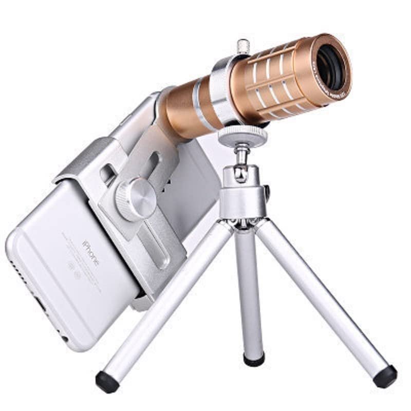 KarFri 12X HD Monocular Lens High-Definition High-Power for Mobile Telescope Outdoor Photography (Color : Gold)