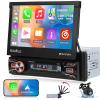[2+64G] NHOPEEW 7 Inch Automatic Single Din Flip Out Touchscreen Car Stereo - Android 13 Car Radio with Wireless Carplay and Android Auto - WiFi/GPS/Mirror Link/SWC + AHD Backup Camera view 1