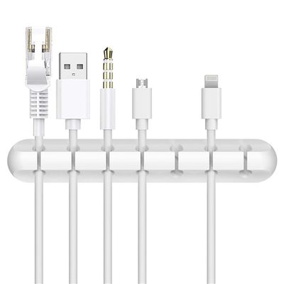 White Cable Clips, Cord Organizer Cable Management, Cable Organizers USB Cable Holder Wire Organizer Cord Clips, 2 Packs Cord Holder for Desk Car Home and Office (7 Slots)