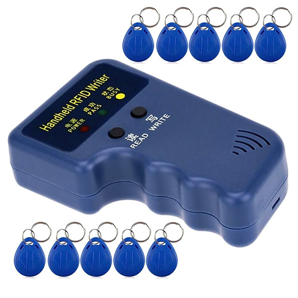 jasugKEY 125KHz RFID Access Control Card Reader Writer Duplicator Cloner, with 10pcs 125KHz Copy Cards, Can Only Match General 125KHz RFID Key Fobs or Cards
