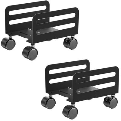 Aokicase Height-adjustable computer host mobile mount, desktop host rack and chassis rack, steel main frame (black), 2 pieces