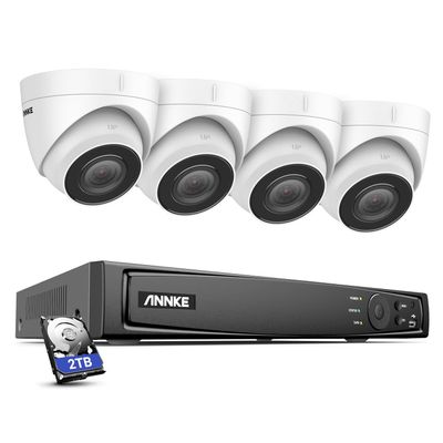 ANNKE 5MP Security Camera System, 8CH H.265+ NVR, 4X 5MP PoE IP Network Cameras, 2TB HDD for Longer Recording Times, 100ft Night Vision, IP67, Build-in Mic