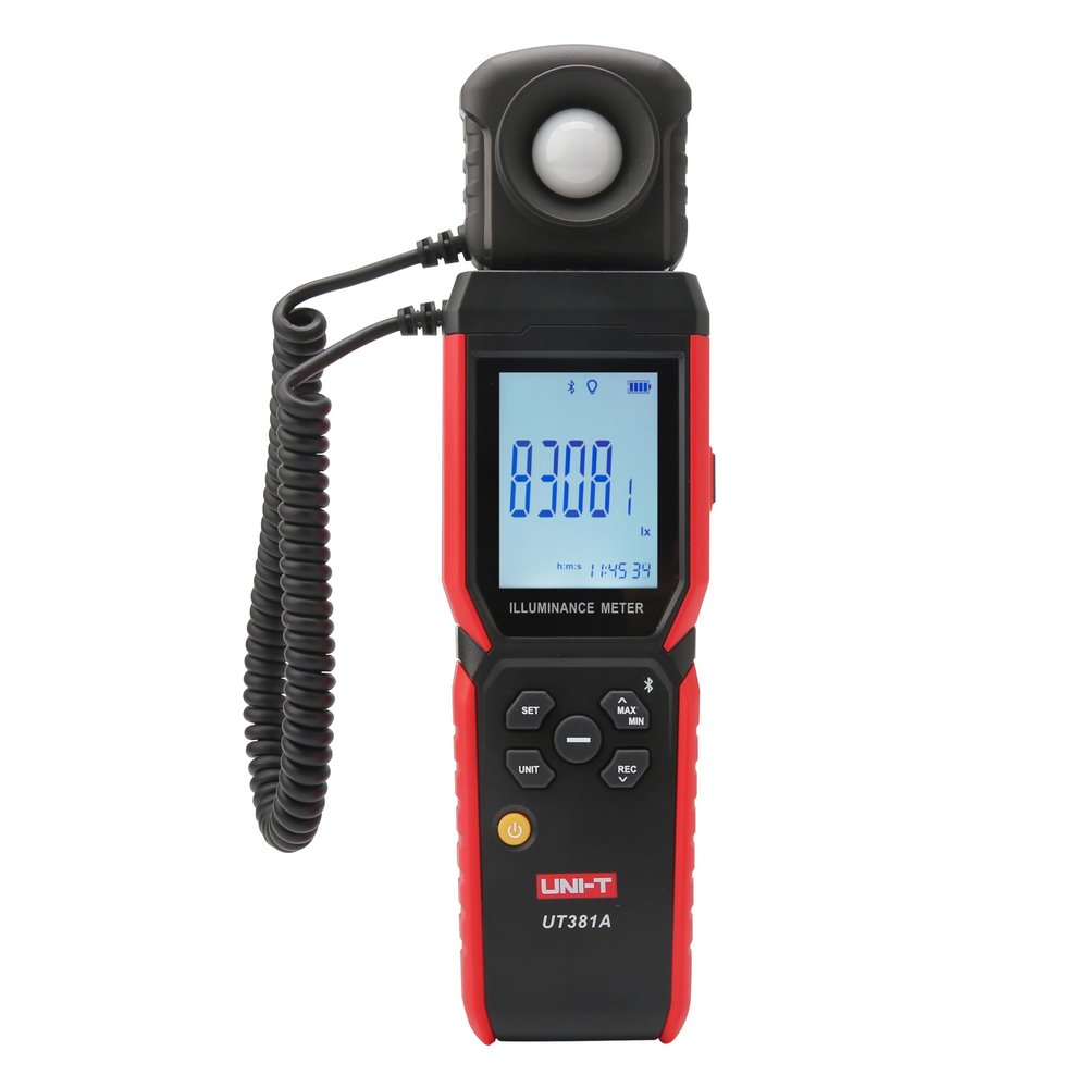 UNI-T Digital Illuminance Meter UT381A Lux Meter,0~400,000 Lux Range With180 Rotating Probe(Unibody/Split-type)Light Meter For Plants, office,laboratory illuminant test,Support Bluetooth Data storage
