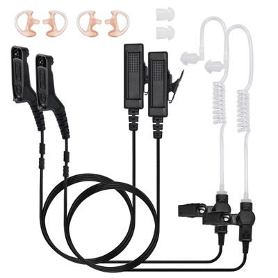 Seekingtec 2 Pack XPR 7550e Earpiece Compatible with Motorola Radios XPR6350 XPR6550 XPR7550 APX 4000 6000 7000 Walkie Talkie Acoustic Tube Headset with Mic PTT +2 Earmolds+2 Eartips