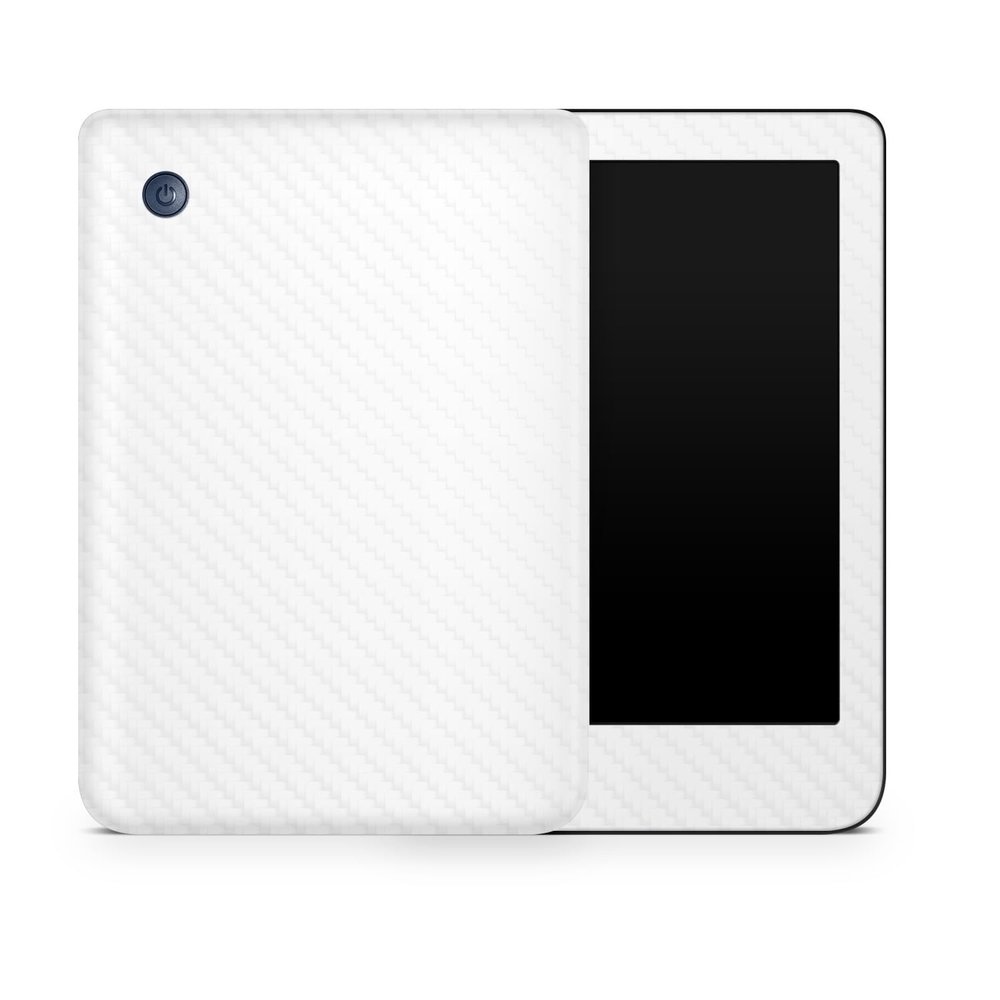 Carbon Fiber Tablet Skin Compatible with Kobo Clara 2E (2022) - Solid White - Premium 3M Vinyl Protective Wrap Decal Cover - Easy to Apply | Crafted in The USA by MightySkins