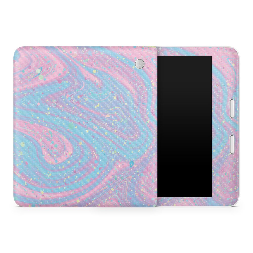 Carbon Fiber Tablet Skin Compatible with Kobo Libra 2 (2023) - Cotton Candy Swirl - Premium 3M Vinyl Protective Wrap Decal Cover - Easy to Apply | Crafted in The USA by MightySkins