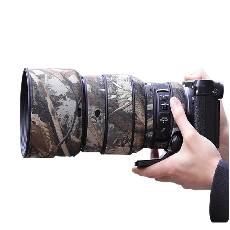 CHASING BIRDS Lens Camouflage Waterproof Coat for FUJIFILM GF 250mm F4 R LM OIS WR Rainproof Lens Protective Cover (Reed Camouflage, with 2.0X TC)
