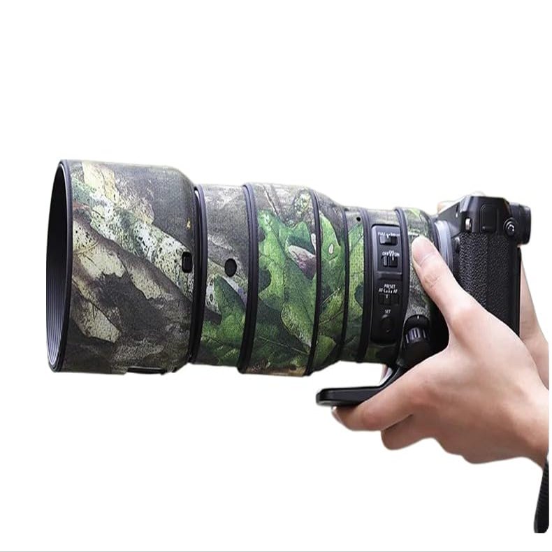 CHASING BIRDS Lens Camouflage Waterproof Coat for FUJIFILM GF 250mm F4 R LM OIS WR Rainproof Lens Protective Cover (Green Leaf Camouflage, with 1.4X and 2.0X TC)
