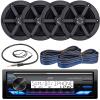 JVC Single DIN Headunit Bluetooth Radio USB AUX AM/FM Digital Media Marine Receiver Bundle Combo with 2 Pairs (Qty 4) 6.5" 2-Way 100 Watts Peak Boat Audio Speakers, 2X Speaker Wire, Radio Antenna view 1