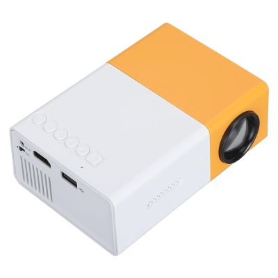 Portable Projector, 1920X1080P, HD, 5V/2A, Supports Low Noise Stereo Speakers, Soft Light Projector for Home Theater, Outdoor Movies, Yellow and White (US Plug)