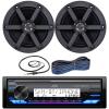 JVC Single DIN in-Dash Bluetooth Radio USB AUX AM/FM Digital Media Marine Receiver Bundle Combo with 1 Pair (Qty 2) 6.5" 2-Way 100 Watts Peak Power Boat Audio Speakers, Speaker Wire, Radio Antenna view 1