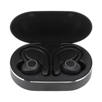 Wisoqu Bluetooth Earphone, Stereo Noise Cancelling Earbuds with Mic LED Indicator, 120H Long Playtime, Earhooks Headphones for Driving Sports Travel (Black),