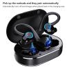 Wisoqu Bluetooth Earphone, Stereo Noise Cancelling Earbuds with Mic LED Indicator, 120H Long Playtime, Earhooks Headphones for Driving Sports Travel (Black), view 4