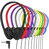 Maeline Kids Headphones for School Classroom K-12, Library, Museum, Travel, On Ear Stereo Headset with Adjustable Band & Faux Leather Cushions - 3.5mm Plug - 50 Pack - Multicolors view 1