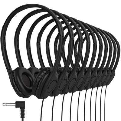 Maeline Kids Headphones for School Classroom K-12, Library, Museum, Travel, On Ear Stereo Headset with Adjustable Band & Faux Leather Cushions - 3.5mm Plug - 30 Pack - Black