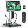 Elikliv Autofocus 4K Digital Microscope EM4K-AF, 52MP Soldering Microscope for PCB Repair, Coin Inspection & Watchmaking, 2000X Magnifier Scope, 8" IPS Screen, HDMI/USB Output, 10" Stand, 64GB Card view 1
