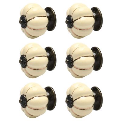 Door Kitchen Hardware Cupboard Knobs, 6pcs Ceramic Knobs Vintage Knob Drawer Pumpkin Shaped Pull Handle Furniture Door Cabinet Cupboard Wardrobe Dresser Decorative Pink ( Color : Light Yellow )