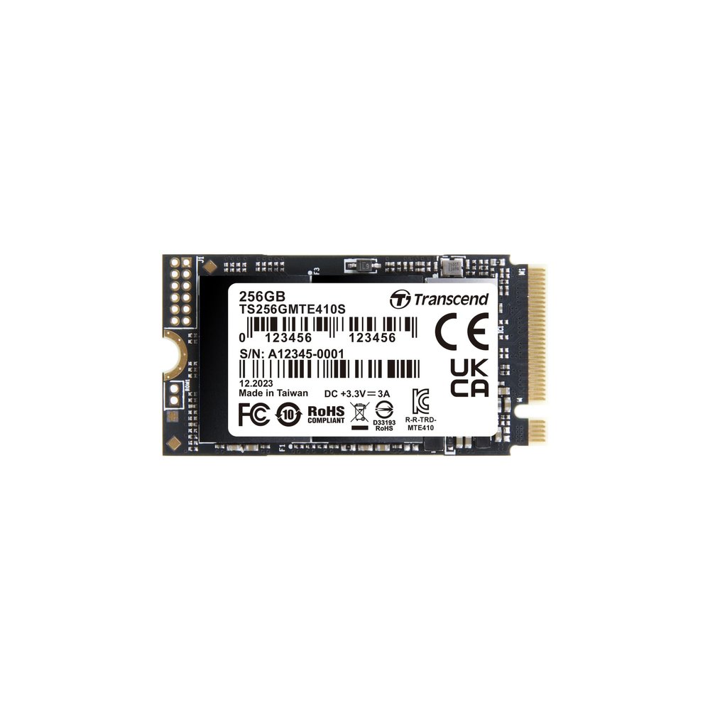Transcend MTE410 256GB M.2 2242 SSD Up to 3300MB/s PCIe Gen4x4 NVMe 3D TLC for Ultra-Thin Laptops/Lenovo Legion Go&Yoga Gen 6/ASUS ExpertBook&ZenBook/Mini PC/DRAM-Less Design for Low Power Consumption