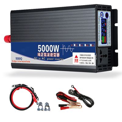 12/24/48/60/72V to 220V Voltage Converter, Pure Sine Wave Inverter,Car Converter,5000/6000W Transformer,LCD Display,Power Inverter, for Household Travel Camping Rv Emergency,5000W-72V