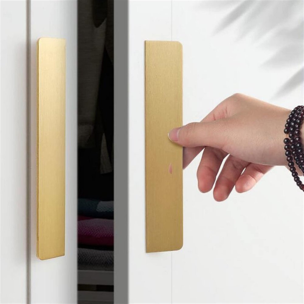 LEIXIUSM Modern Simple Design Pure Copper Handle Wardrobe Cabinet Door Drawer Single Hole Knob Handles Golden Light Luxury Brass Pulls 1Pcs