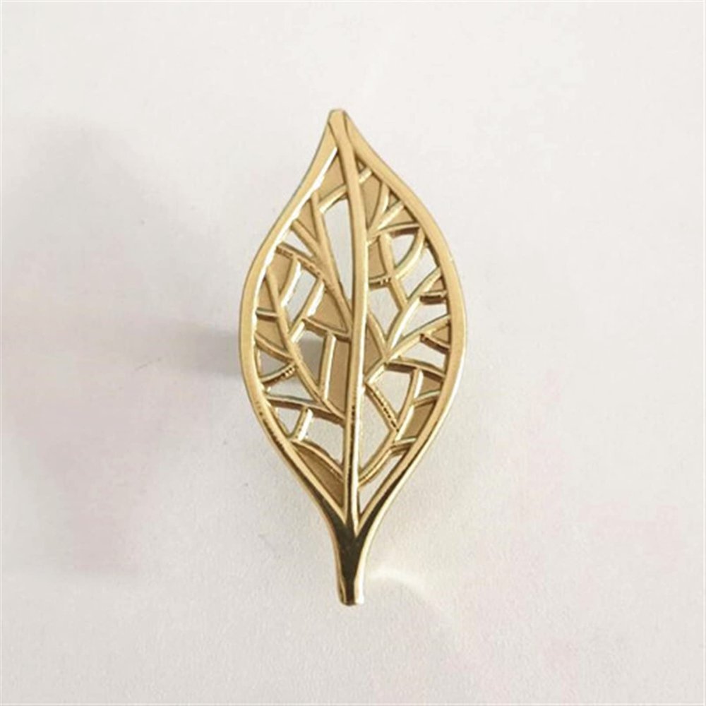 LEIXIUSM Vintage Brass Forged Leaf Shape Handle Drawer Cabinet Doors Knob Wine Cabinets Bookcases Closet Household Pulls 1Pcs