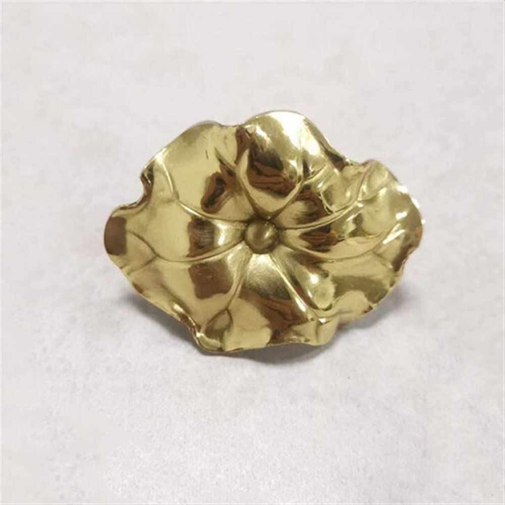 LEIXIUSM Rural Style Pure Copper Leaf Shape Handle Bedroom Drawer Cabinet Door Knob Storage Box Closet Brass Art Single Hole Pull 1Pcs