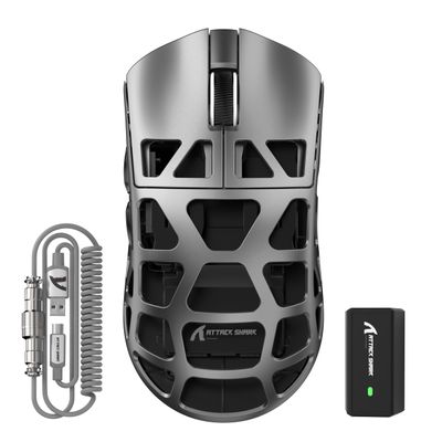 ATTACK SHARK R3 Lightweight Magnesium Alloy Wireless Gaming Mouse, Silver