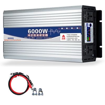 12/24/48/60/72V to 220V Voltage Converter, Pure Sine Wave Inverter,Car Converter,5000/6000W Transformer,LCD Display,Power Inverter, for Household Travel Camping Rv Emergency,6000W-48V