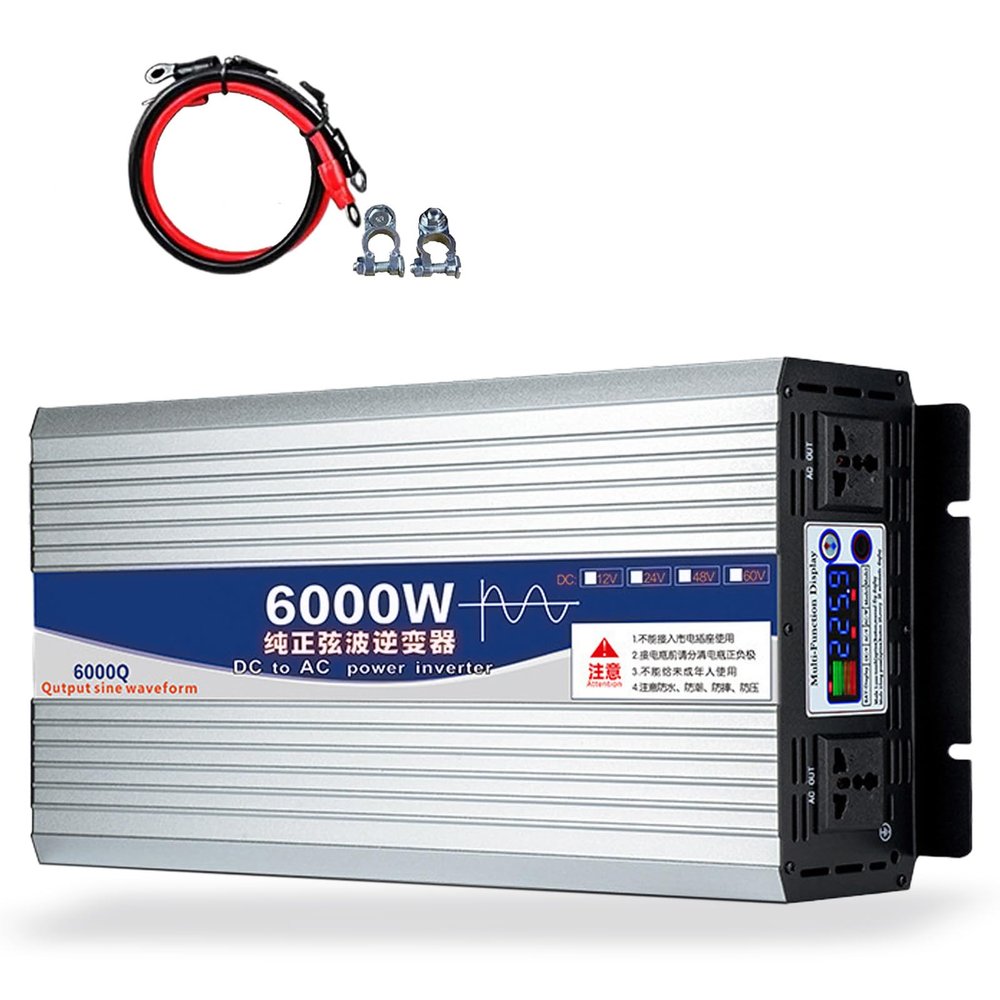 12/24/48/60/72V to 220V Voltage Converter, Pure Sine Wave Inverter 5000/6000W. LCD Display,Power Inverter, for Household Travel Camping Rv Emergency,6000W-60V