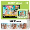 Camnoon Kids Instant Print Camera 1080P Digital Camera for Kids 2.4 Inch IPS Screen 10X Zoom with Thermal Printing Paper Color Pens Neck Strap 32GB TF Card Birthday Festival Gift for Children view 3