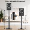 ELIVED Universal Speaker Stands Height Adjustable 28"-37.4", Bookshelf Speaker Stand Pair for Satellite Studio Large Speakers Up to 22 lbs, Surround Sound Speaker Stand with Cable Management, Black view 2