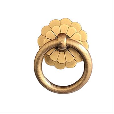 LEIXIUSM Door Kitchen Hardware Cupboard Knobs,Brushed Brass Cabinet Drawer Knobs Pulls Pure Copper Kitchen Cupboard Wardrobe Door Ring Pull Handles 4Pack (Color : Gold, Size : 50mm)