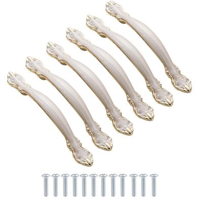 LEIXIUSM Door Kitchen Hardware Cupboard Knobs, 6PCS Vintage Cabinet Handles, Furniture Door Pull Handles, Antique Bow Pulls, 96mm Hole Center, Black (Color : White Amber, Size : 96 mm)