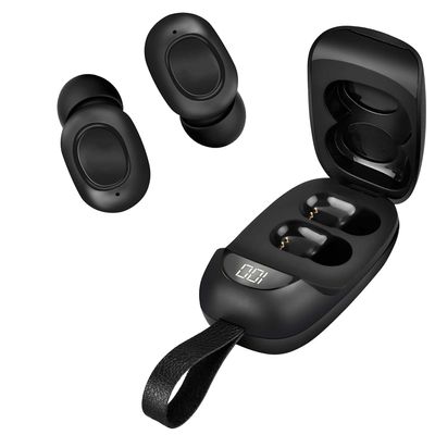 Portable BT Earbuds Compatible with T-Mobile Revvl 5G Noise Cancelling, LED Folding Tough ClamShell Display Case, Mic 8D Bass IPX4 Waterproof/Sweatproof with PowerBank for 24h Use (Black)