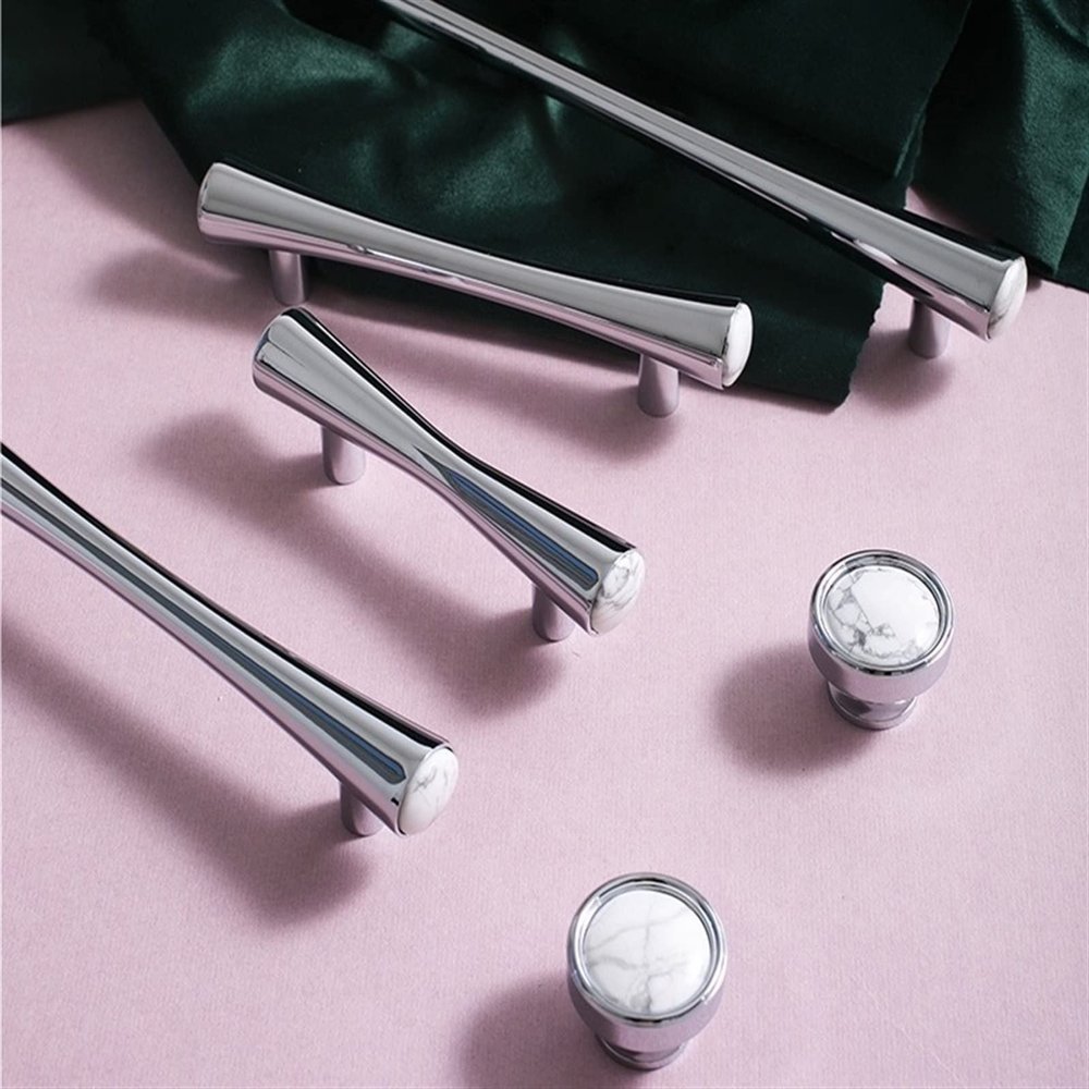 LEIXIUSM Brass Turquoise Furniture Handles Wardrobe Kitchen Cupboard Cloakroom Bedside Cabinet Handle/Bright Chrome Shoe Cabinets 1Pcs (Color : C-5202-96)