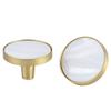 LEIXIUSM Door Kitchen Hardware Cupboard Knobs,Decorative Kitchen Cabinet Knobs Handles Modern Brass Drawer Dresser Pulls Wardrobe Cupboard Door Pulls Handles Natural White Shell 4Pack view 1