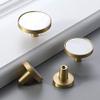 LEIXIUSM Door Kitchen Hardware Cupboard Knobs,Decorative Kitchen Cabinet Knobs Handles Modern Brass Drawer Dresser Pulls Wardrobe Cupboard Door Pulls Handles Natural White Shell 4Pack view 3