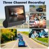 3 Channel Dash Cam Front Rear Inside, 4 inch Screen Dash Camera for Cars, 1296P Full HD Dash Cam Dual Lens Car Dash Camera with Loop Recording, Wide Angle view 4