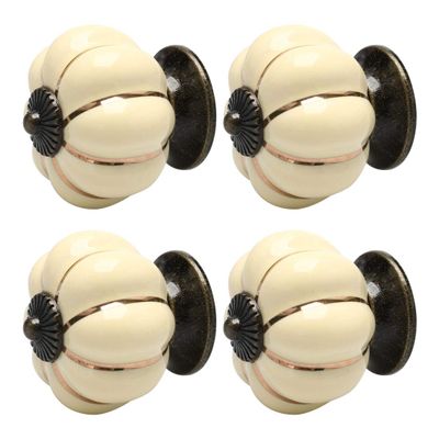 Door Kitchen Hardware Cupboard Knobs, 4pcs Ceramic Knobs Vintage Knob Drawer Pumpkin Shaped Pull Handle Furniture Door Cabinet Cupboard Wardrobe Dresser Decorative Pink ( Color : Light Yellow )