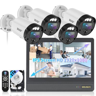 All-in-One Security System 4K Outdoor Wired Security Camera System, Home Video Surveillance Systems, Wired Cameras for Home Security