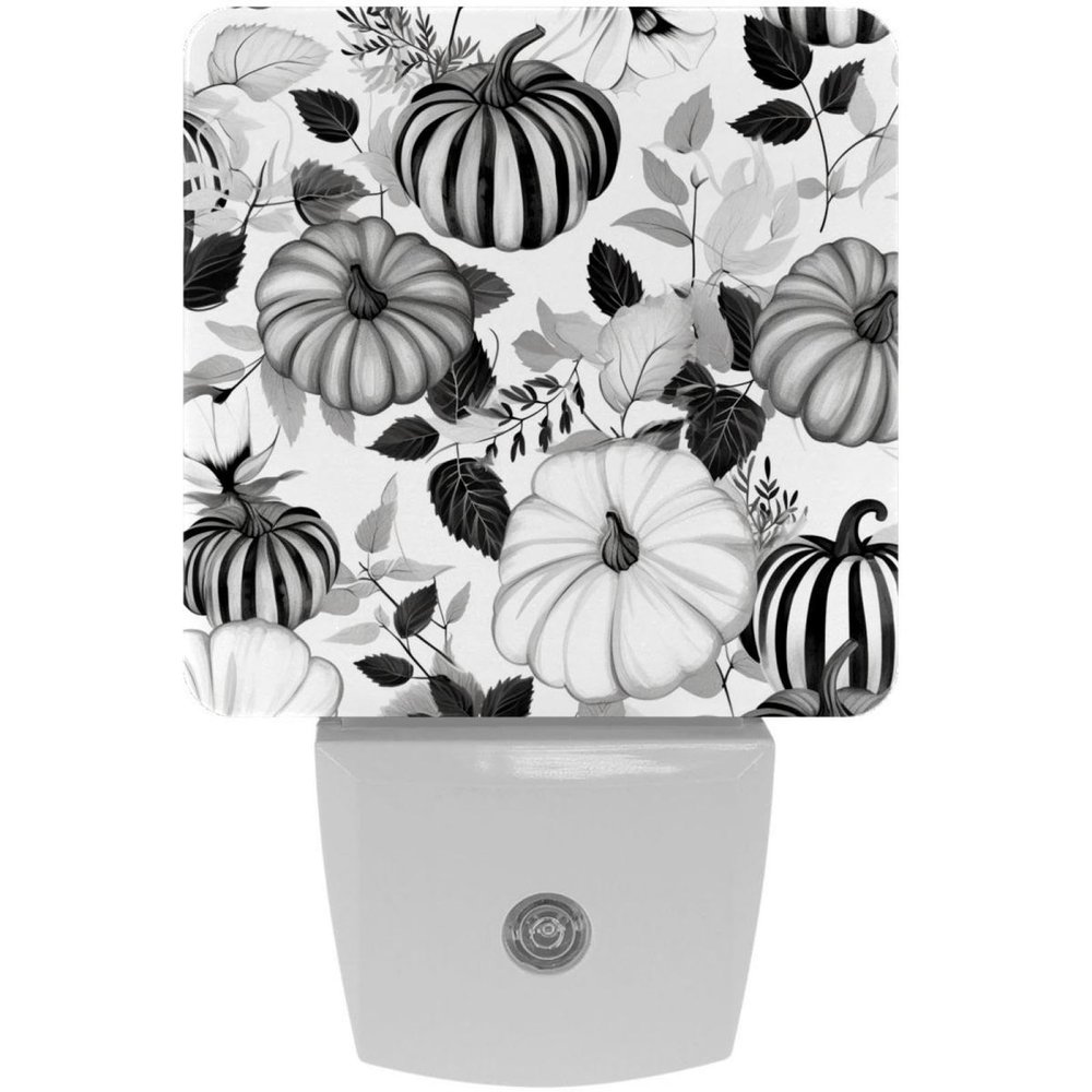 KikandKo White Black Pumpkins Night Light for Kids LED Night Light Plug in Wall, Dusk to Dawn Sensor for Nursery Night Light, Children, Room Decor