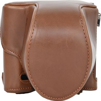 A7C II Case, BolinUS Handmade PU Leather Fullbody Camera Case Bag Cover for Sony Alpha A7C II Bottom Opening Version + Neck Strap + Mini Storage Bag (Coffee)