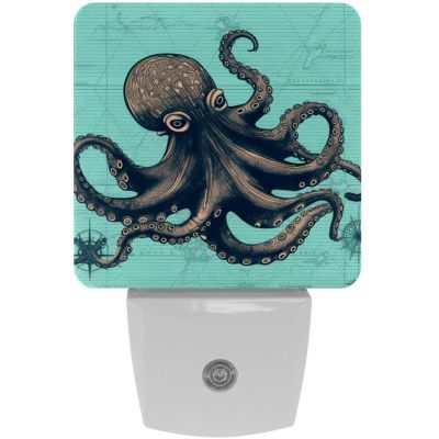 KikandKo Nautical Octopus Night Light for Kids LED Night Light Plug in Wall, Dusk to Dawn Sensor for Nursery Night Light, Children, Room Decor