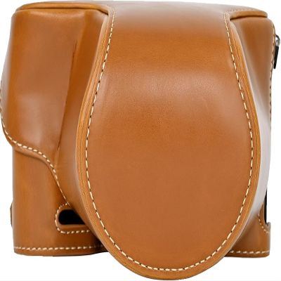 A7C II Case, BolinUS Handmade PU Leather Fullbody Camera Case Bag Cover for Sony Alpha A7C II Bottom Opening Version + Neck Strap + Mini Storage Bag (Brown)