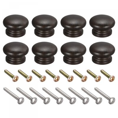 LEIXIUSM Door Kitchen Hardware Cupboard Knobs, Round Wood Knobs, 8pcs 33x23mm Pull Handles for Drawer with Screws Pink (Color : Coffee, Size : 33x23mm)