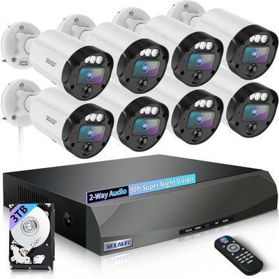 130 Ultra Wide-Angle & 2-Way Audio Outdoor Wired Security Camera System, Wired Home Security Camera System, Home Video Surveillance System