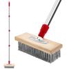 Wire Scrub Broom Scrubbing Brush with Long Handle, Stiff Metal Bristle Outdoor Floor Scrubber for Cleaning Moss, Tough Stains on Grout, Garden, Garage, Patio, Deck view 1