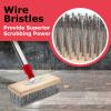 Wire Scrub Broom Scrubbing Brush with Long Handle, Stiff Metal Bristle Outdoor Floor Scrubber for Cleaning Moss, Tough Stains on Grout, Garden, Garage, Patio, Deck view 4